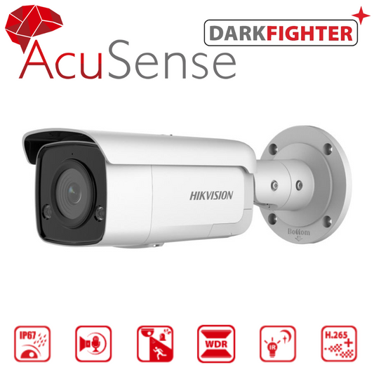 4MP DS-2CD2T46G2-ISU/SL(2.8mm) AcuSense Strobe Light & Audio Warning Fixed Bullet Camera (Offer) | The CCTV Centre