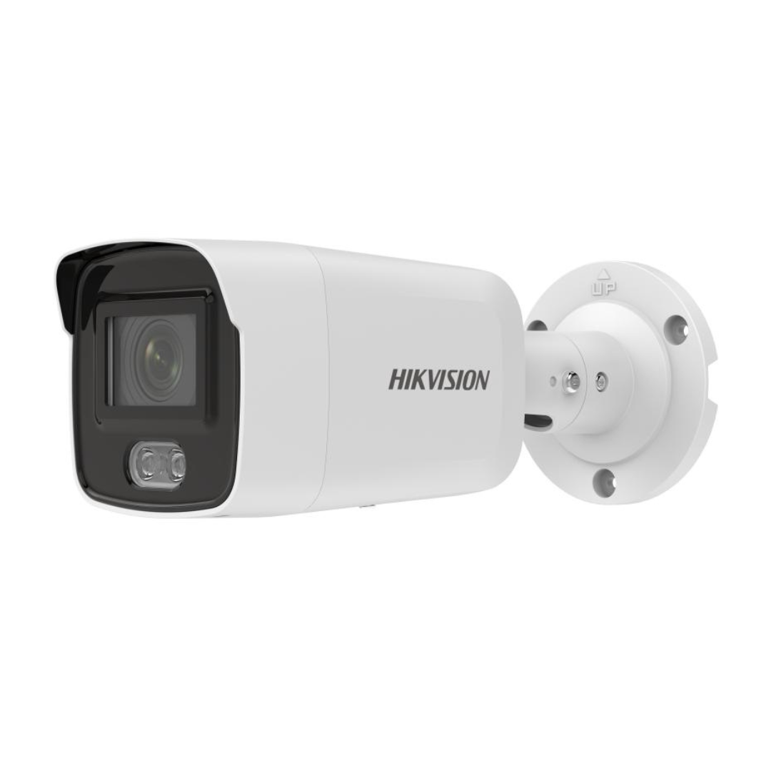 4MP DS-2CD2047G2-LU ColorVu Fixed Mini Bullet Camera With Strobe Light and Mic White & Grey