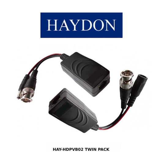 HAY-HDPVB02 Twin Pack - Single CH Power and Video Balun up to 200m 12VDC Power Twin Pack